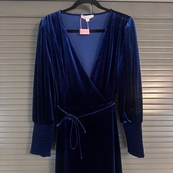 NWT Belle and Bloom Royal Blue Velvet Maxi Dress - Picture 3 of 8